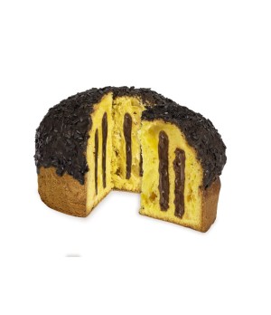 Panettone glassato e farcito al cioccolato fondente